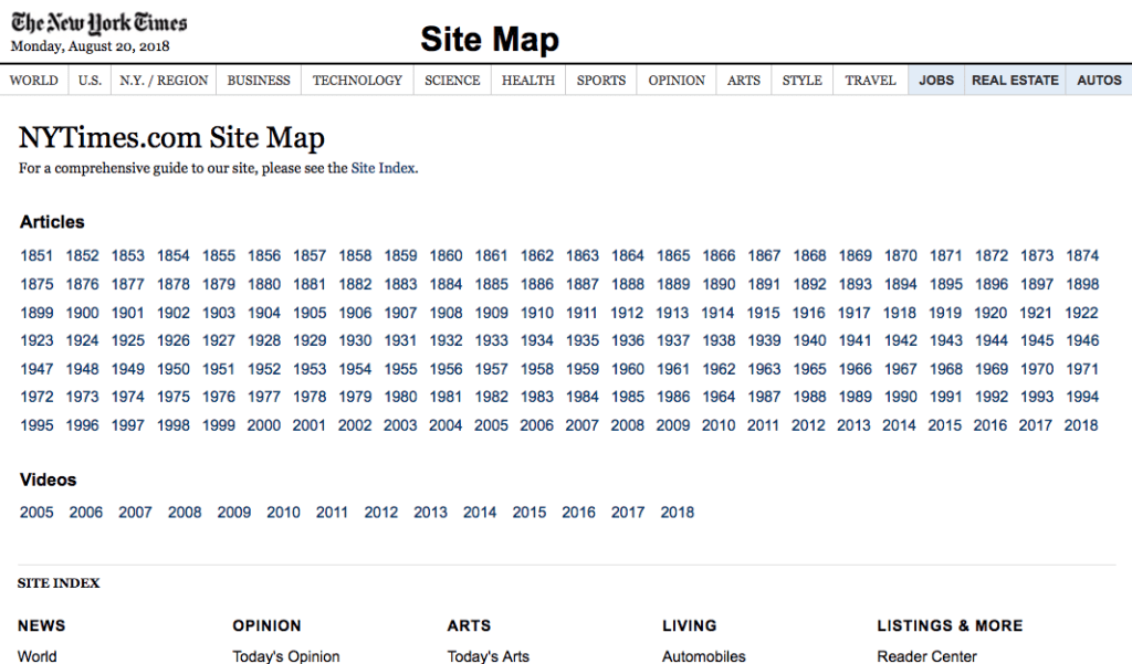 карта на сайта на NYT